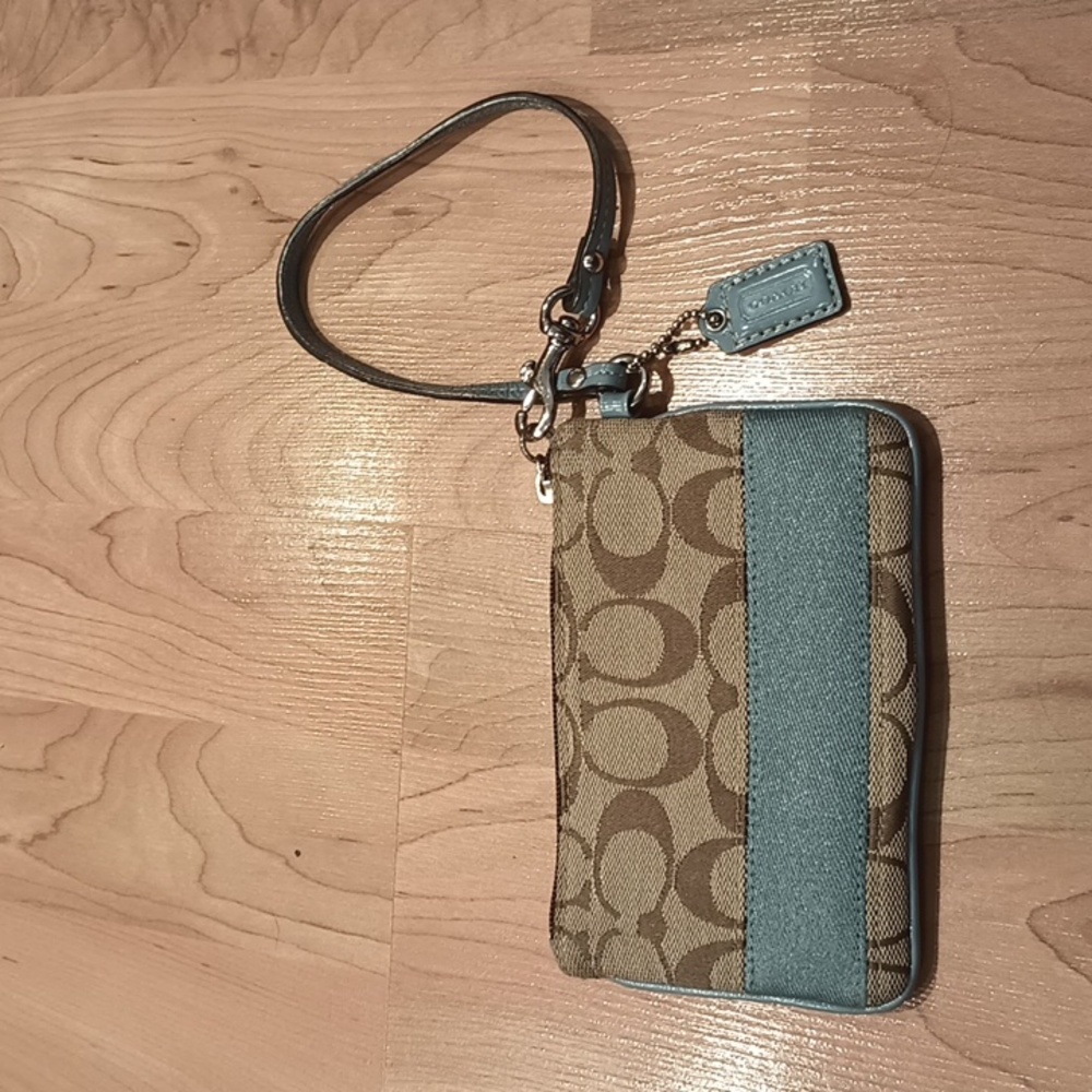 Coach Brown and Blue Wristlet